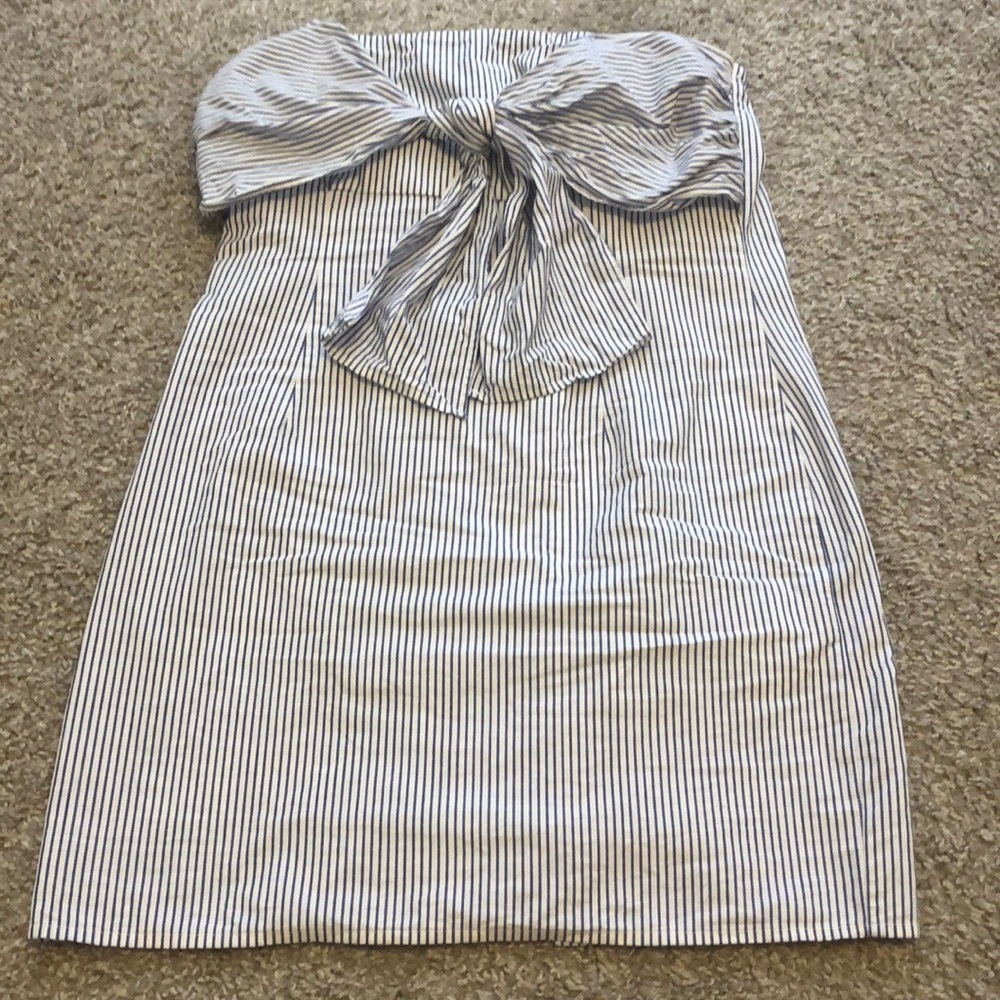 F21 Pinstripe Bow strapless dress 💝 - Picture 1 of 5